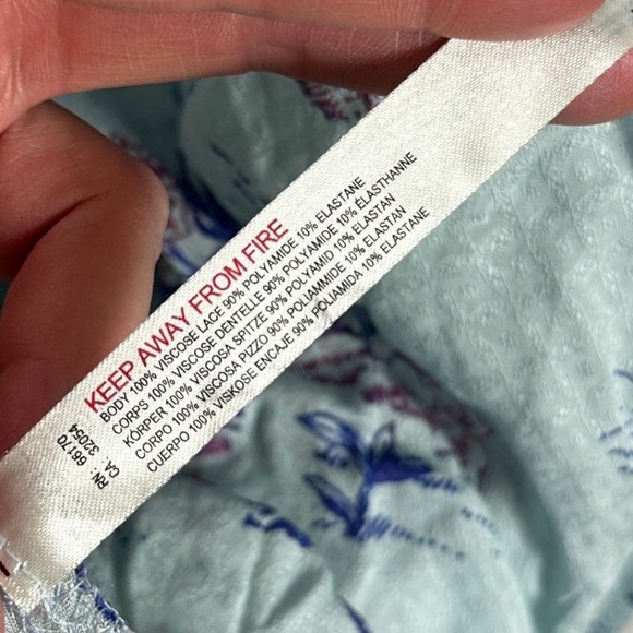 Free People Slip My Mind Trapeze Floral Lace Trim Y2K Shift Dress Womens Large - Picture 8 of 16